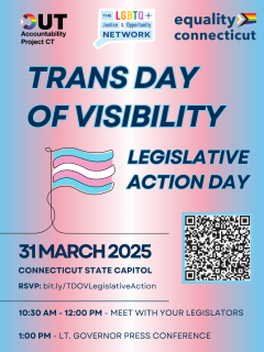 Flyer for Trans Day of Visibility Day of Action in Hartford March 31 2025