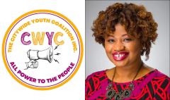 image of Dr. Khalilah Brown-Dean next to graphic of the CWYC logo