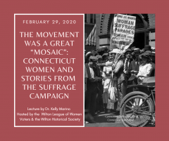 Wilton League of Women Voters Historical Suffrage Lecture Announcement Flyer