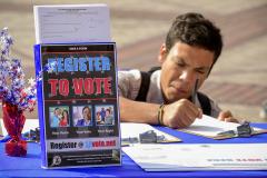 Young man registering to vote