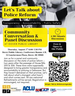 Let's Talk about Police Reform - Transparency,Accountability,Public Safety - Community Conversation & Panel Discussion at Dover Public Library