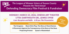Flyer for March 23 Sussex LWV film festival fundraiser