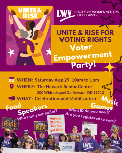 Unite & Rise for Voting Rights - Voter Empowerment Party. Food, Speakers, Music Games. Vote in 2026... You've got this!