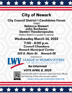Newark City Council District 1 Candidate Forum March 26th