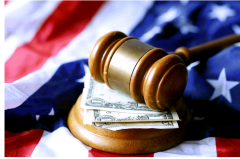 Gavel, flag and dollar bills