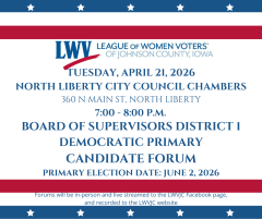 Candidate Forum, Johnson County Supervisors  Democratic Primary Forum