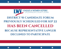 Candidate Forum Cancellation
