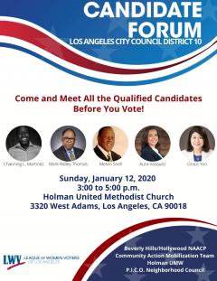 Council District 10 candidate forum flyer