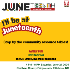 Juneteenth Festival graphic referencing community resource tables
