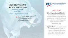 LWVNC Environmental Team Meeting