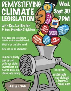 Demystifying Climate Legislation, Climate Change with Rep Lori Erlich & Senator Brendan Crighton