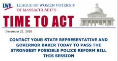 Action Alert Call Governor Baker tell him to pass the Police Reform Bill as is