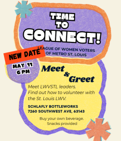 New Member Meet n Greet flyer for May 11, 2026 at 6pm at Schlafly