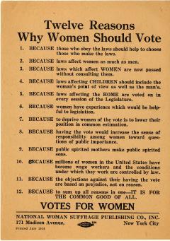 12 Reasons Women Should Vote poster from 1918