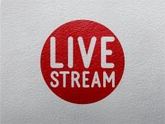 LiveStream written in white letters inside of a red circle