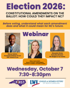 Oct. 7 Webinar Covering Three NC Constitutional Amendments