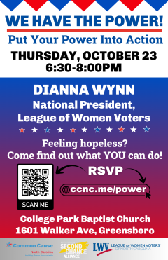 Flyer for Oct 23 League Event featuring President Dianna Wynn