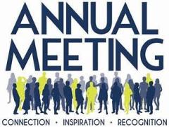 Annual Meeting shows shadow figures in a large group
