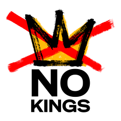 No Kings beneath a crown with a red X