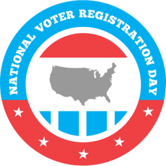 image for National Voter Registration Day, with a pic of the USA