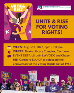 Unite & Rise graphic for voter education forum on Aug 8, 2026