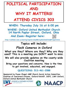 Flyer for Political Participation and Why It Matters event