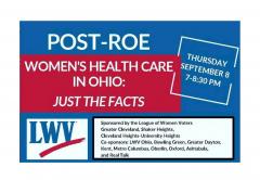 Poster showing date and time for Post-Roe Event