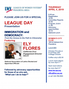 League Day Immigration and Democracy Flyer 040419