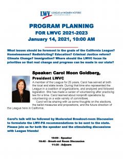 LWV CA Program Planning Flyer