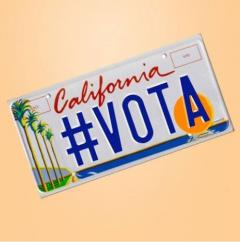 California license plate #VOTA
