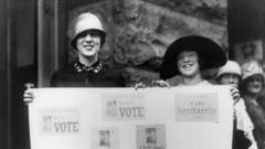 vintage image of women holding signs to Vote
