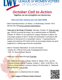 LWVSolano Call to Action October 2025