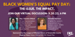 Black Women's Equal Pay Day Sept 20, 6 pm virtual forum
