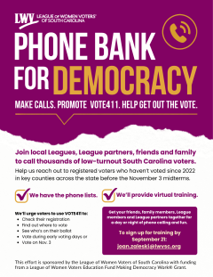 LWVSC Phone bank for democracy