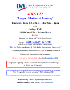 Sussex LWV League Libations and Learning June 18