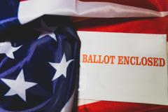 Photo of flag and ballot