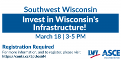 Event posting for a March 18 session on Wisconsin infrastructure.