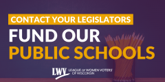 Graphic showing a photo of a chalkboard and pencils, with the following text: "CONTACT YOUR LEGISLATORS. FUND OUR PUBLIC SCHOOLS"