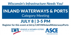 Event graphic for an Inland Waterways and Ports Category meeting on infrastructure