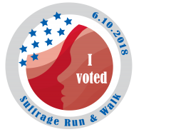 Logo for Suffrage run and walk 6.10.2018 in Madison