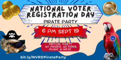 National Voter Registration Day Pirate Party event graphic