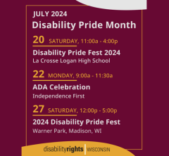 July 2024 Disability Pride Events as listed below