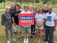 St. Louis League members with Yes on 3 sign