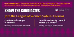 Candidate forums for upcoming elections