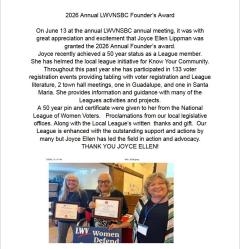 text and photo of 2026 Founder's Award winner