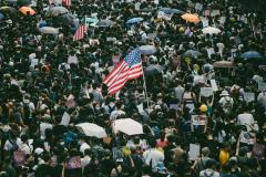 Crowd with American flag