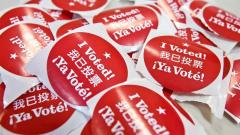 Photo of I Voted stickers in multi languages