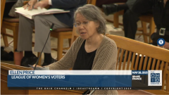 Screenshot of LWV Oxford Member Ellen Price testifying at the Ohio Senate Finance Committee