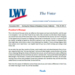 Screen capture of first page of LWV Stanislaus County VOTER newsletter 