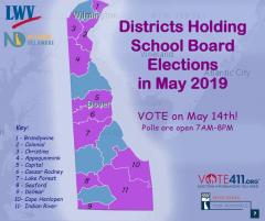 map of Delaware showing school districts holding elections